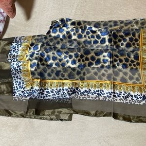 Design Scarf:  Olive, Navy, Gold, Black & White